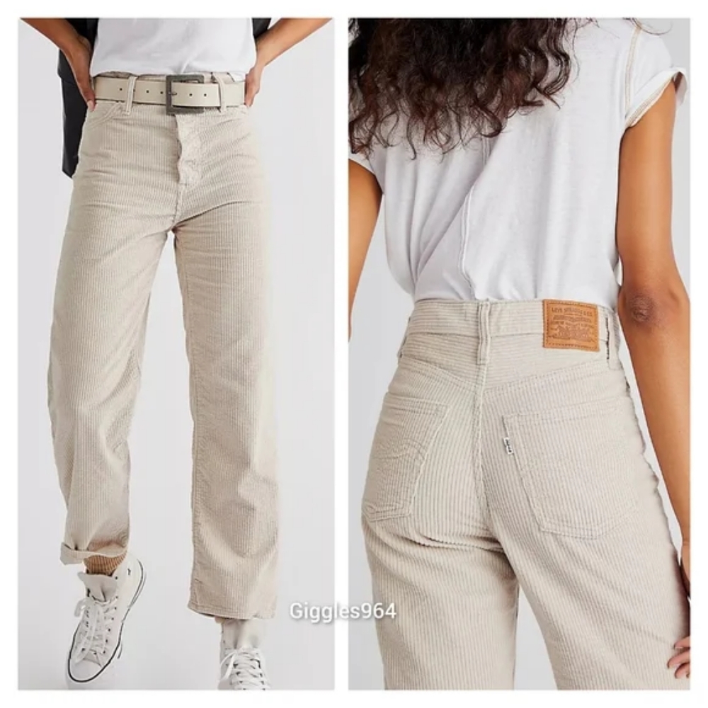 Levi's Ribcage Corduroy Pants Cement Pebble - Picture 2 of 13